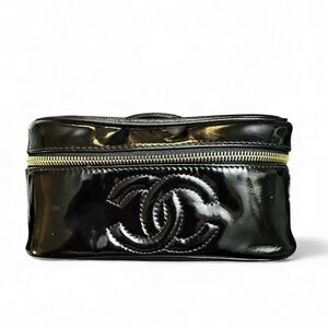Chanel Black Patent Leather Vanity Bag